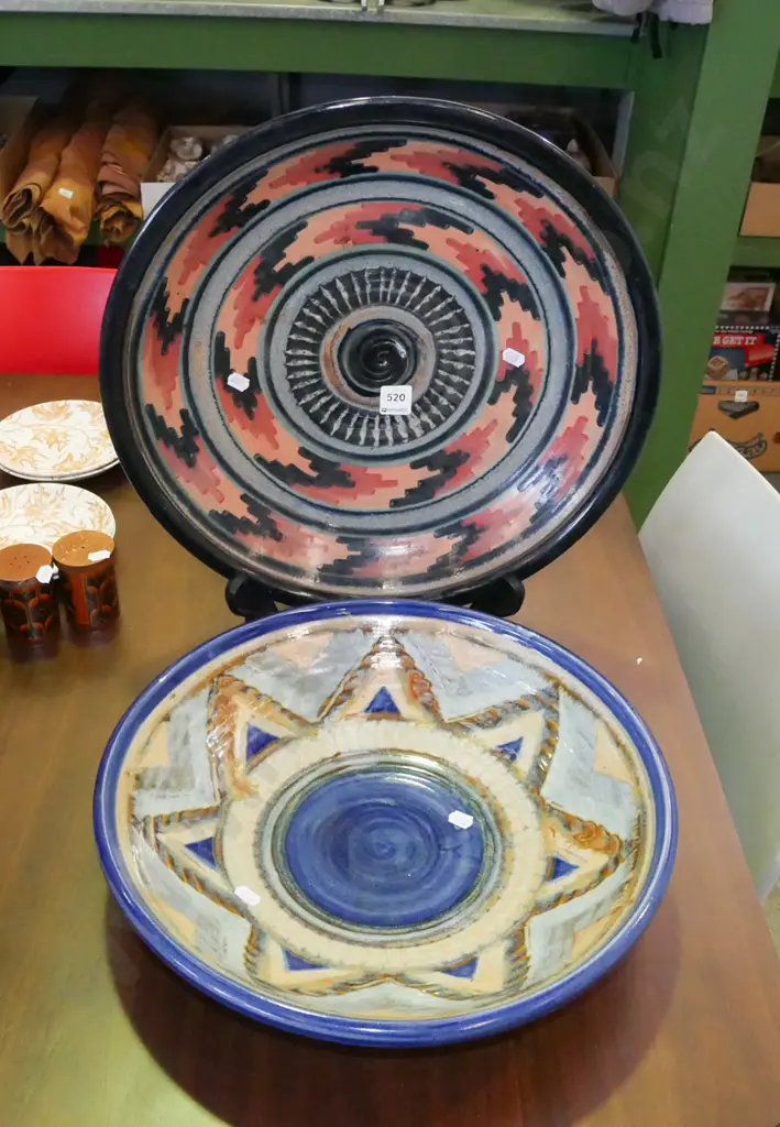 2x studio pottery bowls Diam-370 Image 1++