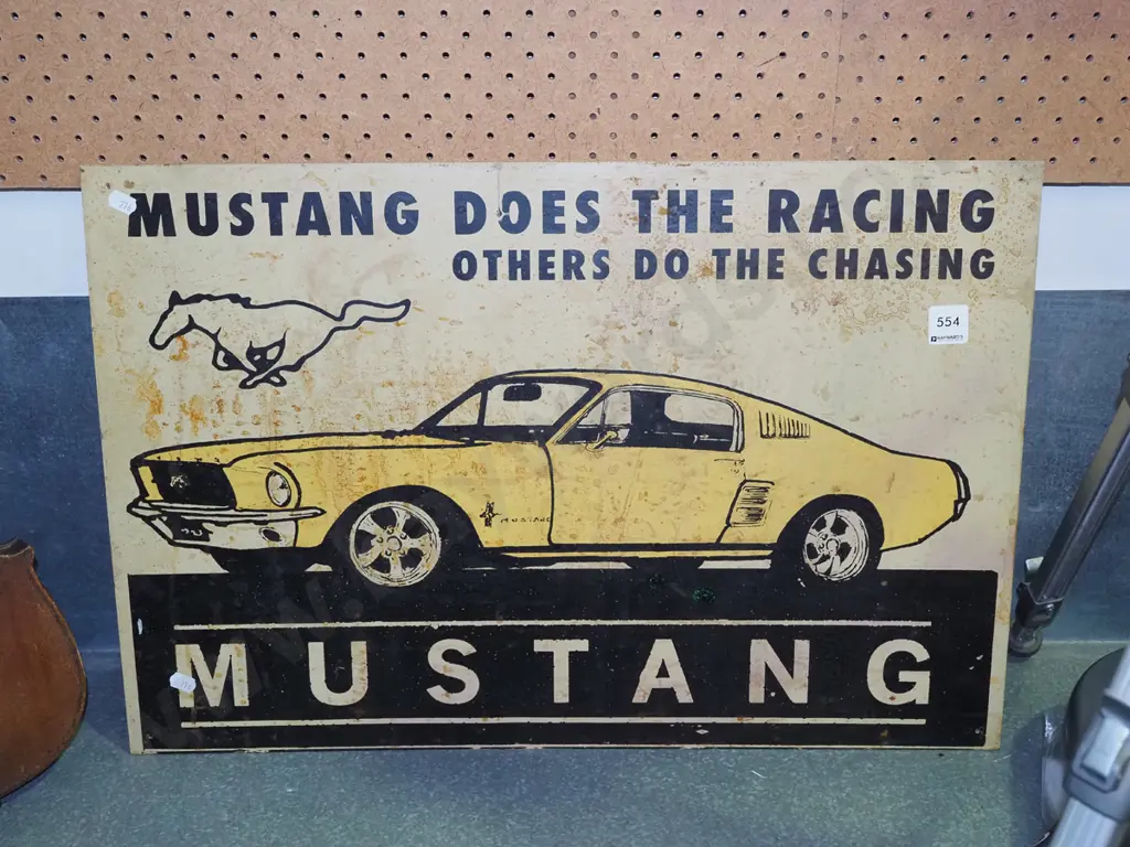 hand painted Ford Mustang sign on tin Image 1++