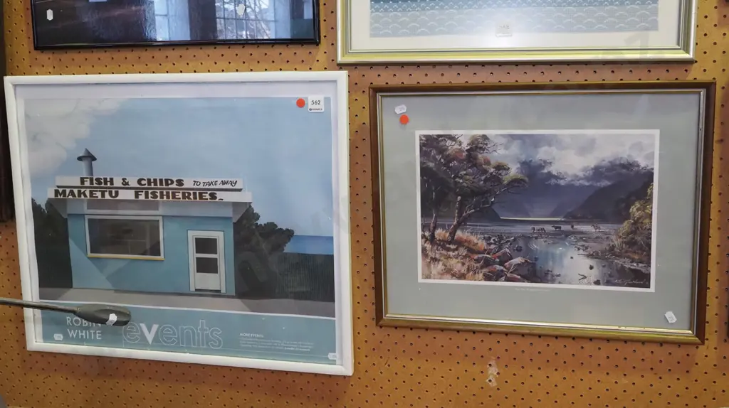 framed Robin White poster print, Aston Greathead print - red dots Image 1++