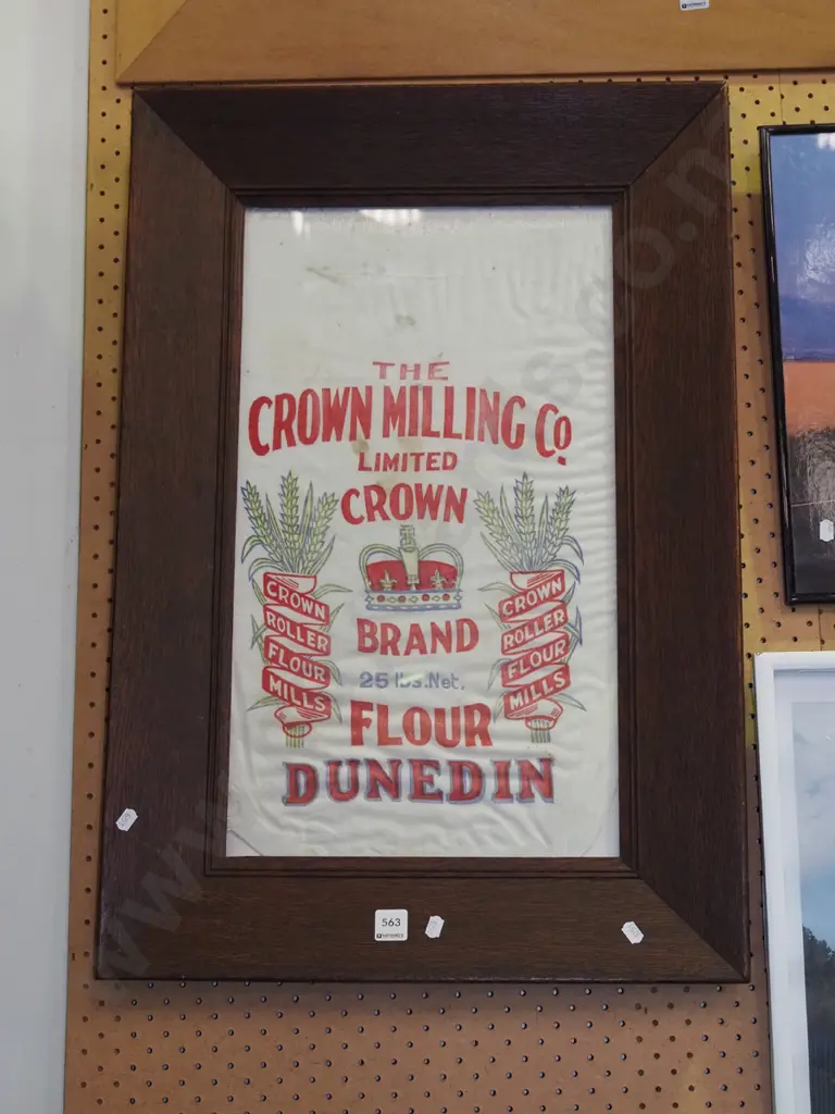 oak framed Crowen Mills flour bag Image 1++
