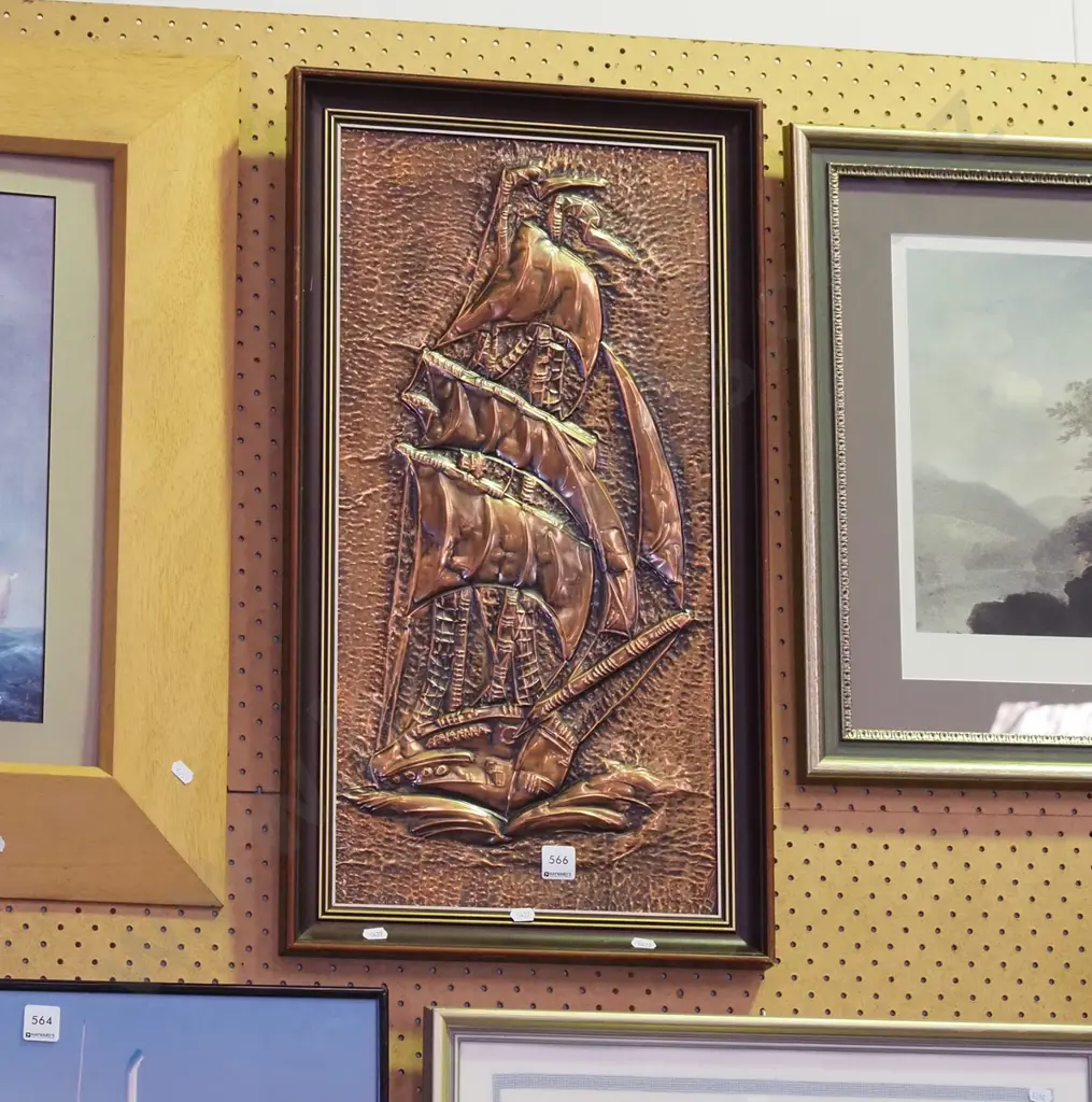 pressed copper wall art - galleon Image 1++