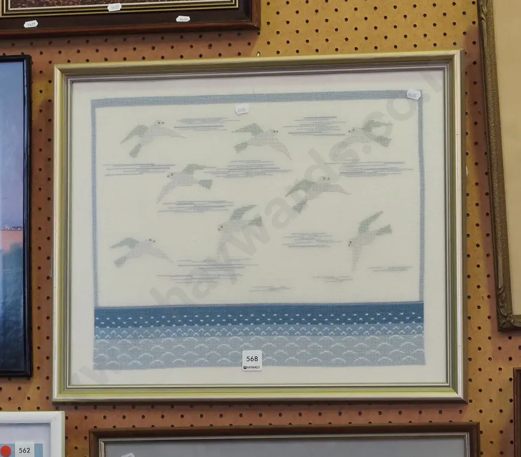 framed needlework - sea birds Image 1++