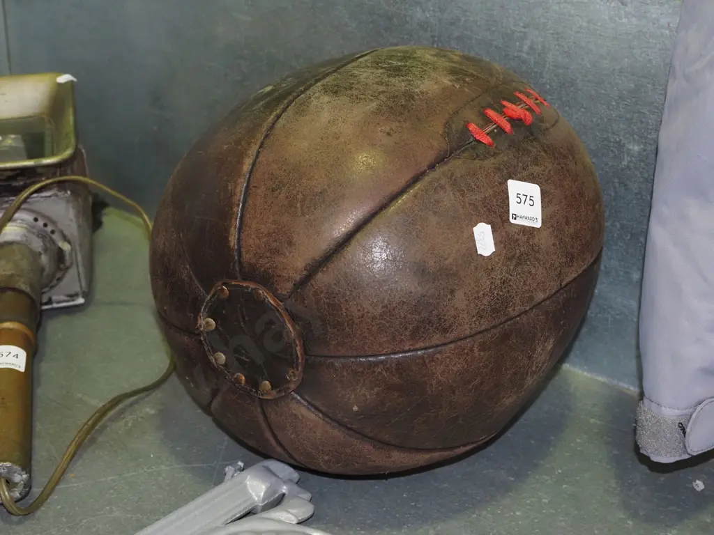 vintage leather medicine ball Image 1++