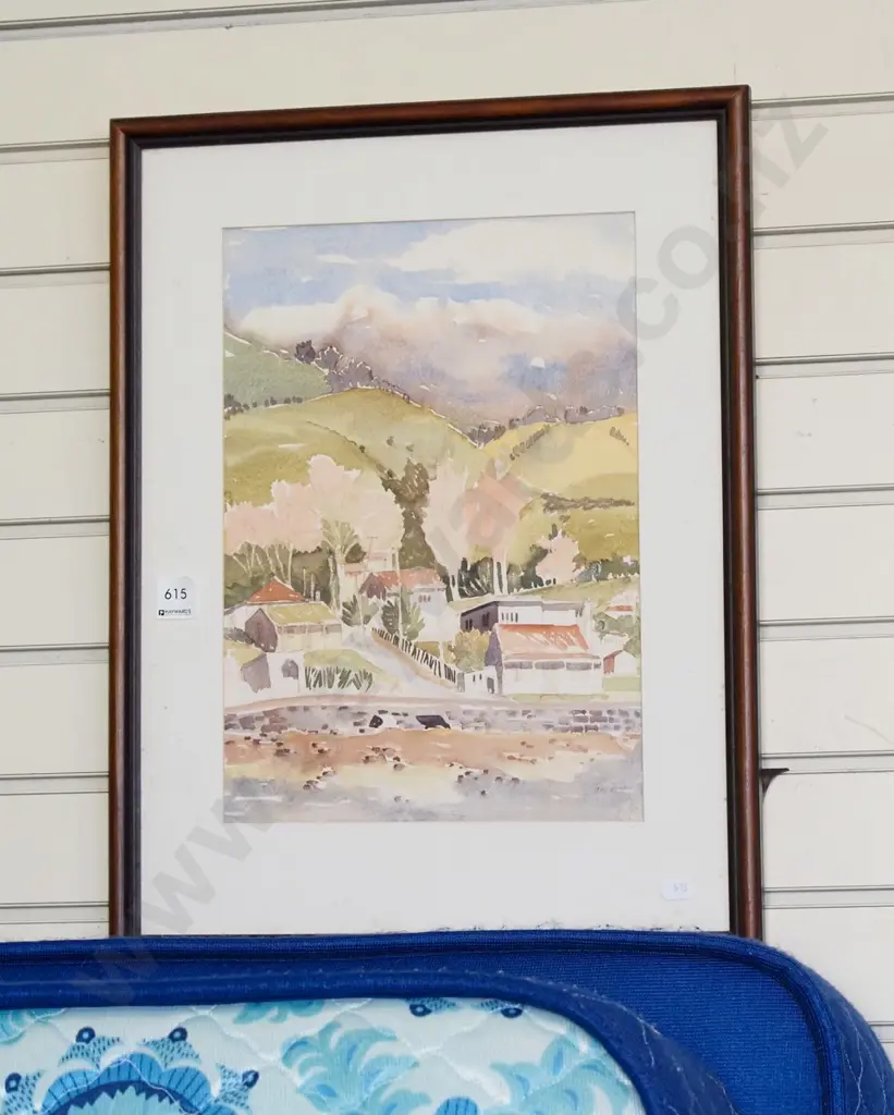 framed watercolour - seaside scene Image 1++