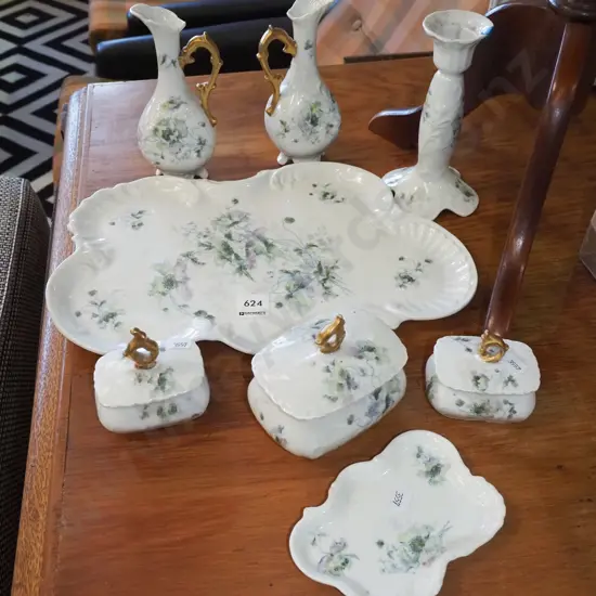 ceramic dressing table set - some chips and repairs