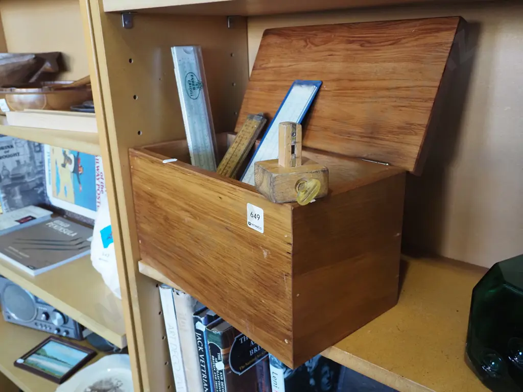 rimu box, builder's rule, marker gauge etc Image 1++