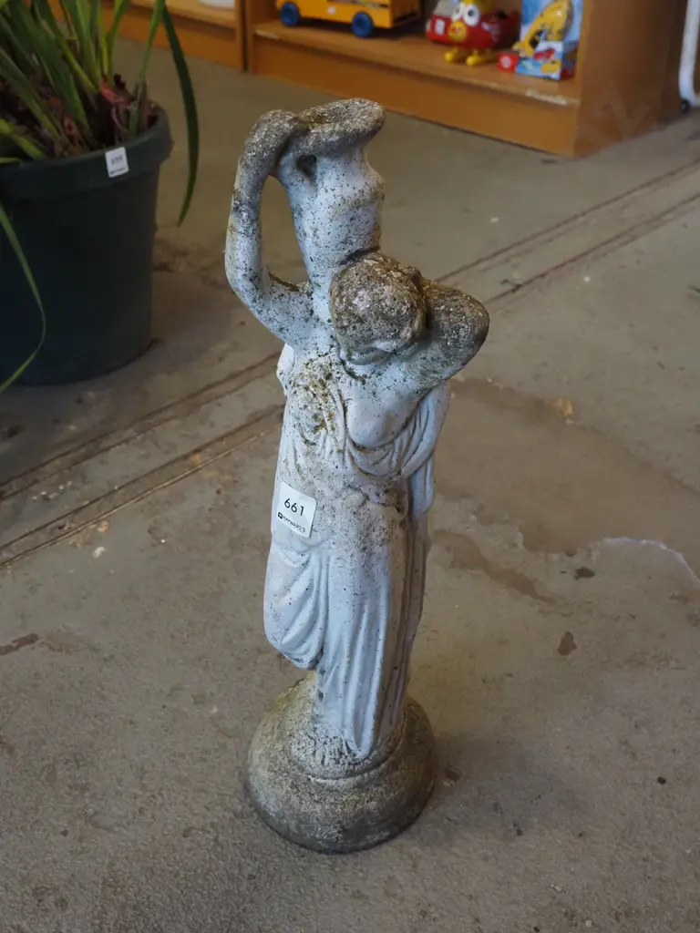 concrete garden ornament - woman carrying urn Image 1++