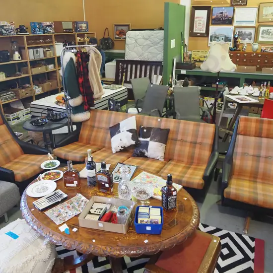 very retro black vinyl and checked fabric lounge suite - vinyl in good condition