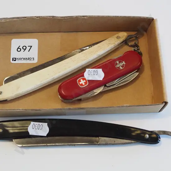 cut throat razors, army knife