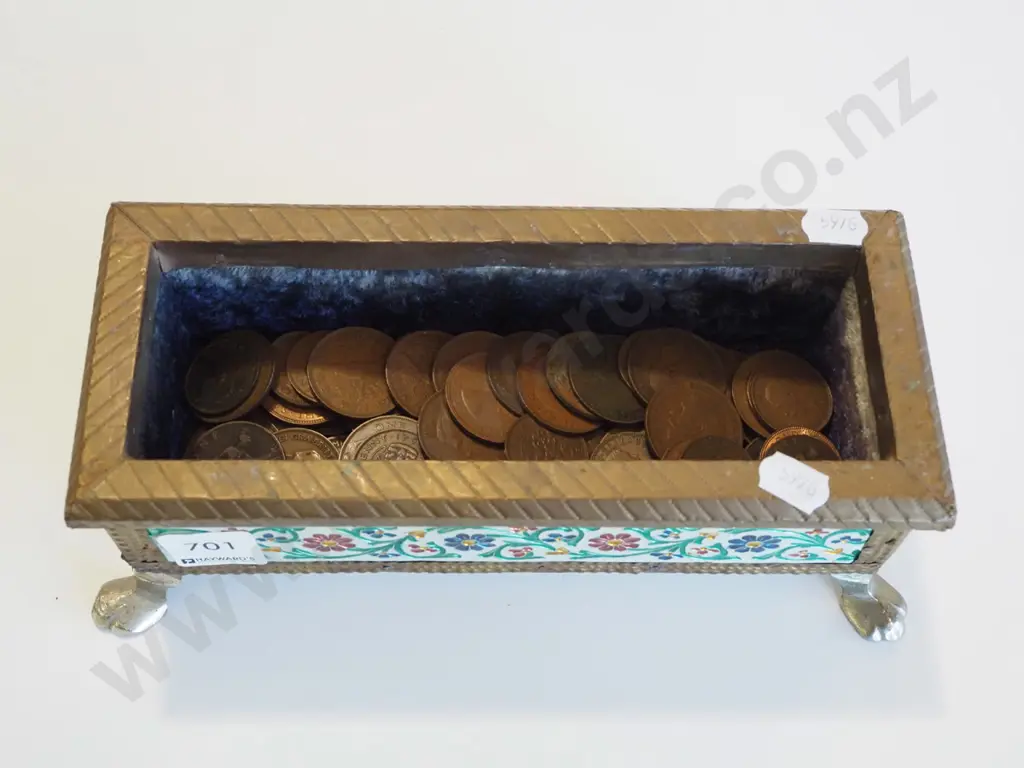 ornate footed trough and coins Image 1++