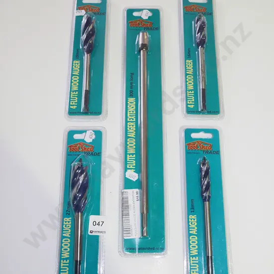 4x flute wood augers, extension
