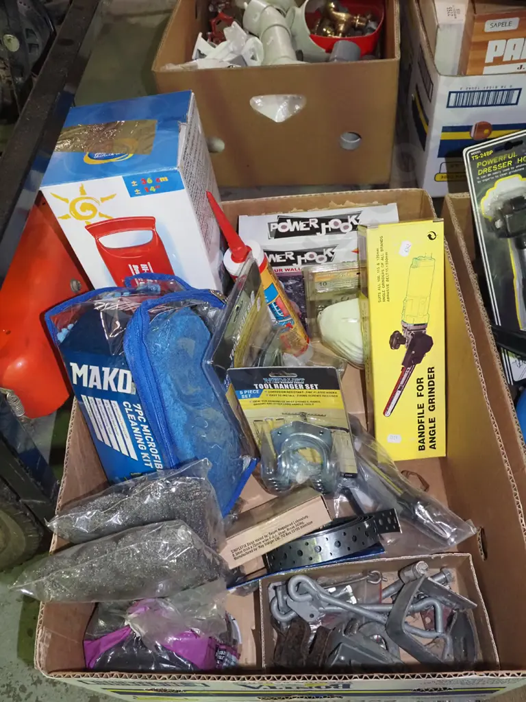 box; hand pump, tool hanger hooks, bandfile angle grinder etc Image 1++