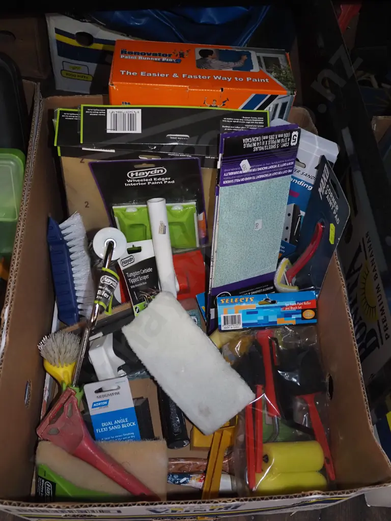 box; sand papers, paint rollers, scrubbing brushes etc Image 1++