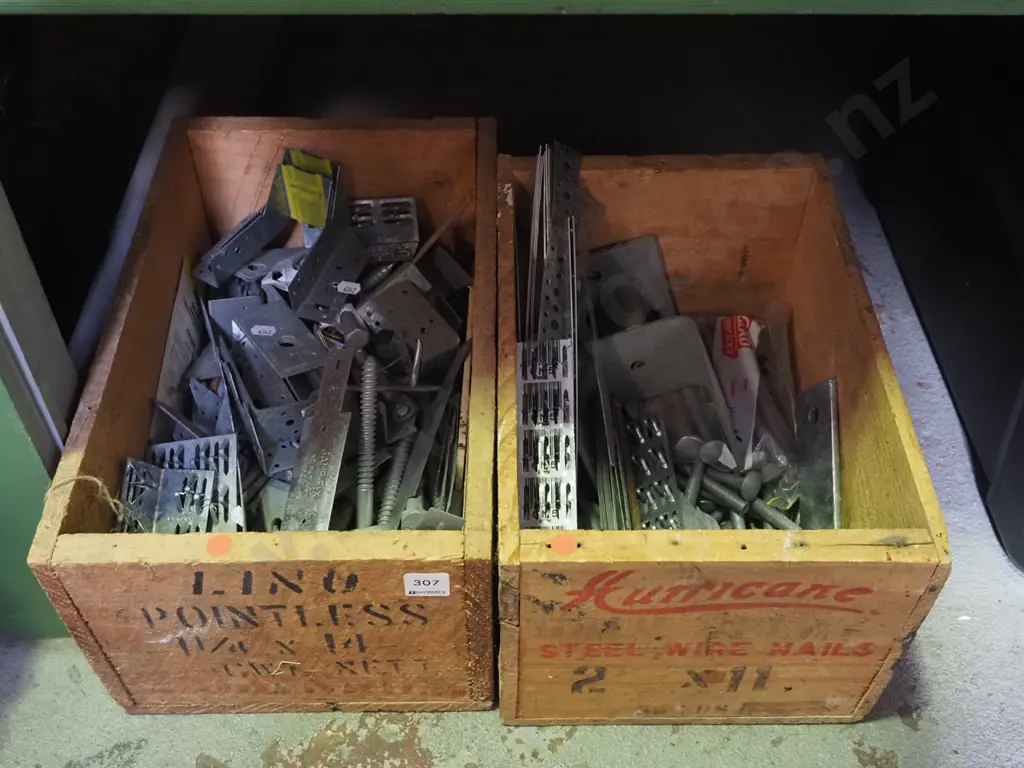 2x nail plates and contents, joist hangers, nail plates, bolts, nuts etc - red dots Image 1++