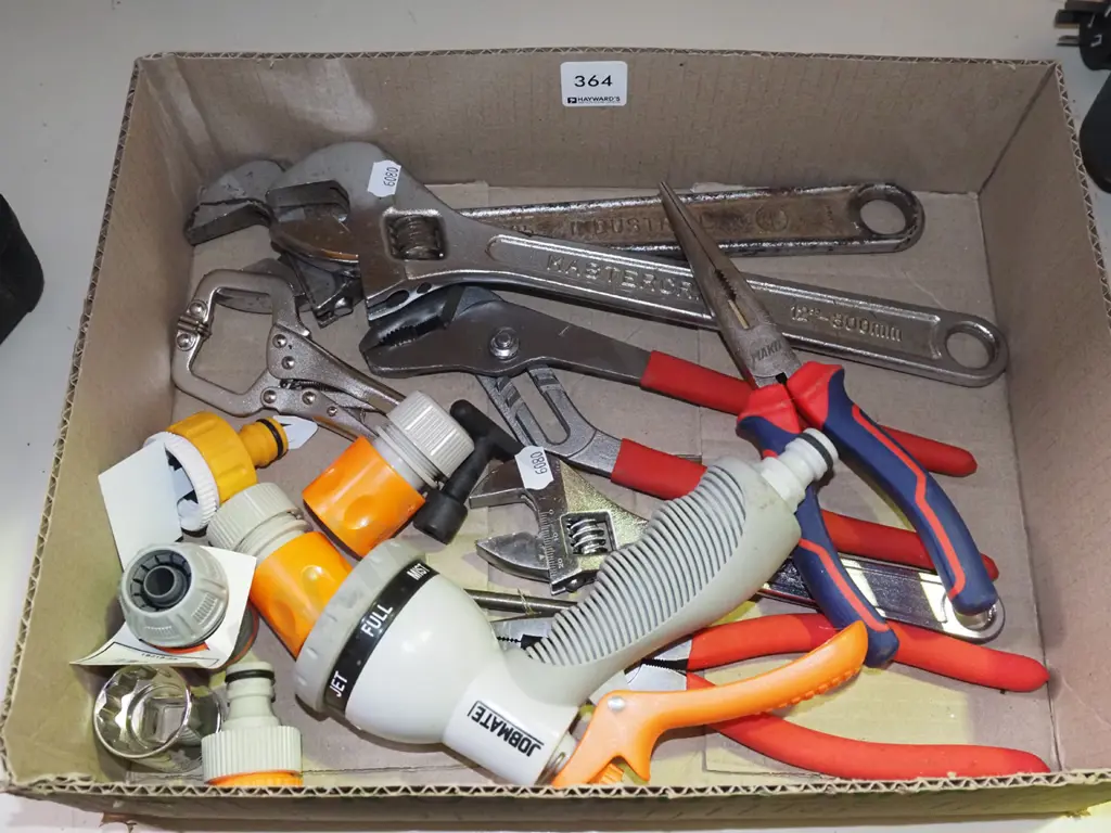 box; crescents, pliers, hose fittings etc Image 1++