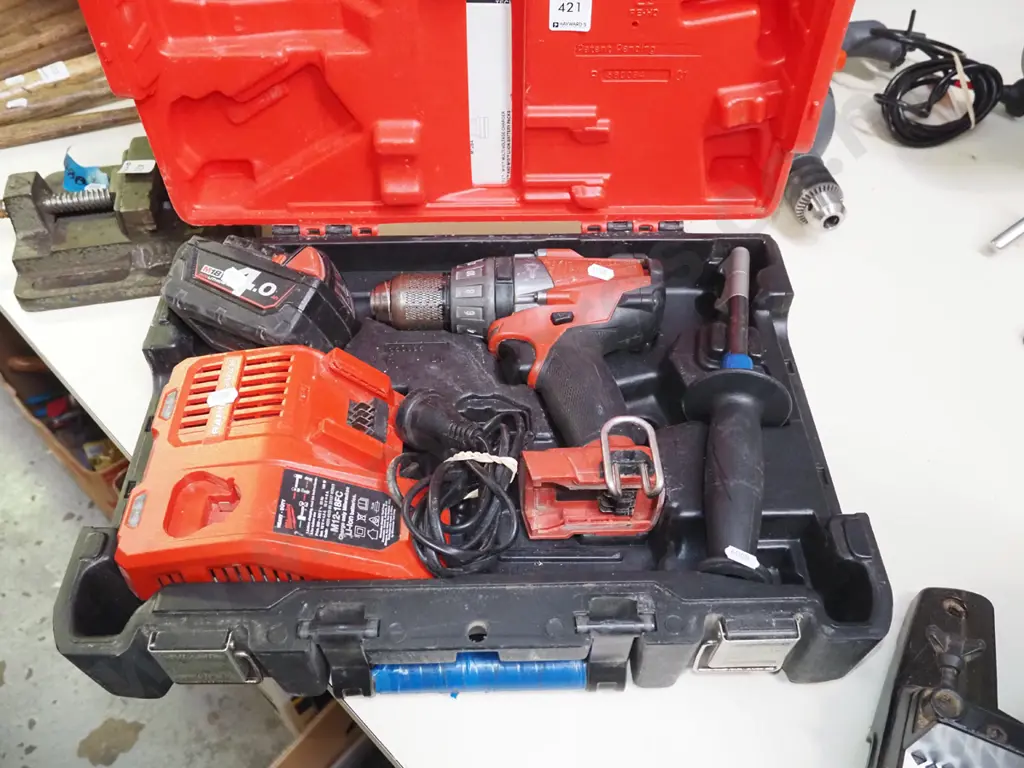 cased Milwaukee 18v battery drill with battery and charger Image 1++