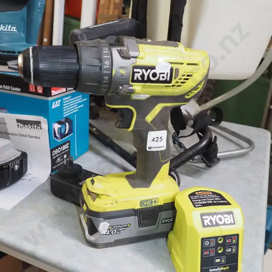 Ryobi 18V battery drill with battery and charger