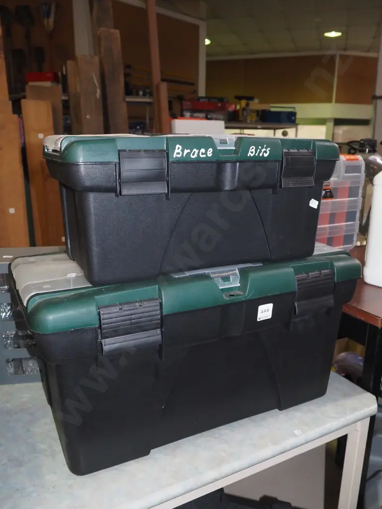 2x green and black plastic tool boxes Image 1++
