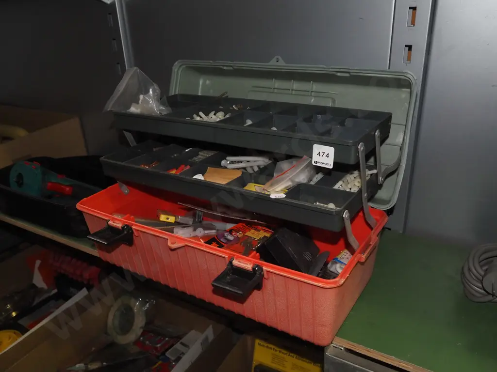 tool box of fasteners, craft knife blades Image 1++