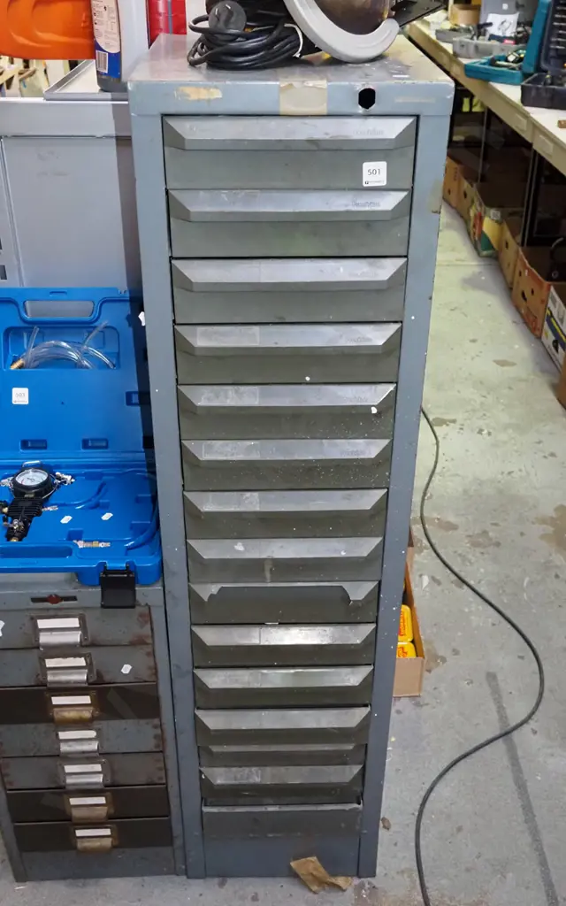 Precision 15 drawer filing cabinet - some handles need attention Image 1++