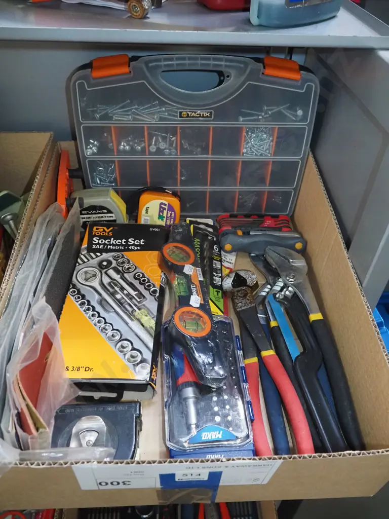 box; plumbers wrench, small socket set etc Image 1++
