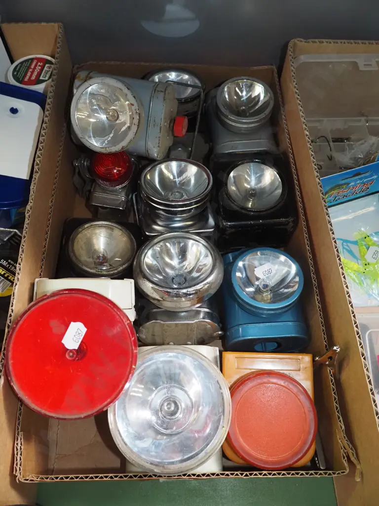 box; of vintage bike lights Image 1++