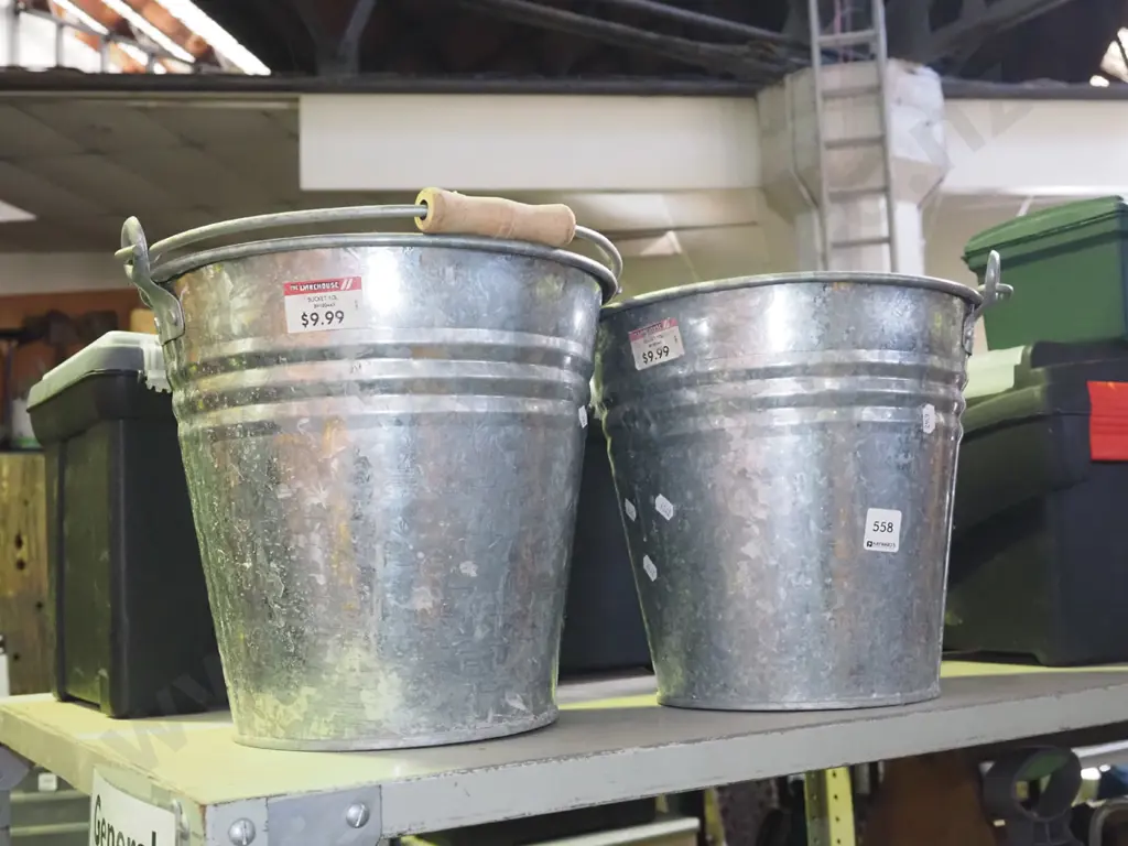 2x galvanised buckets Image 1++