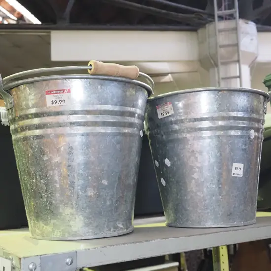 2x galvanised buckets