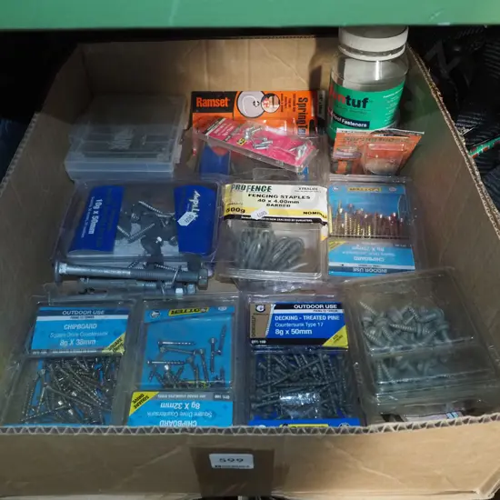 box of screws and fasteners