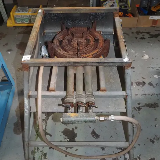 large industrial gas hob on stand