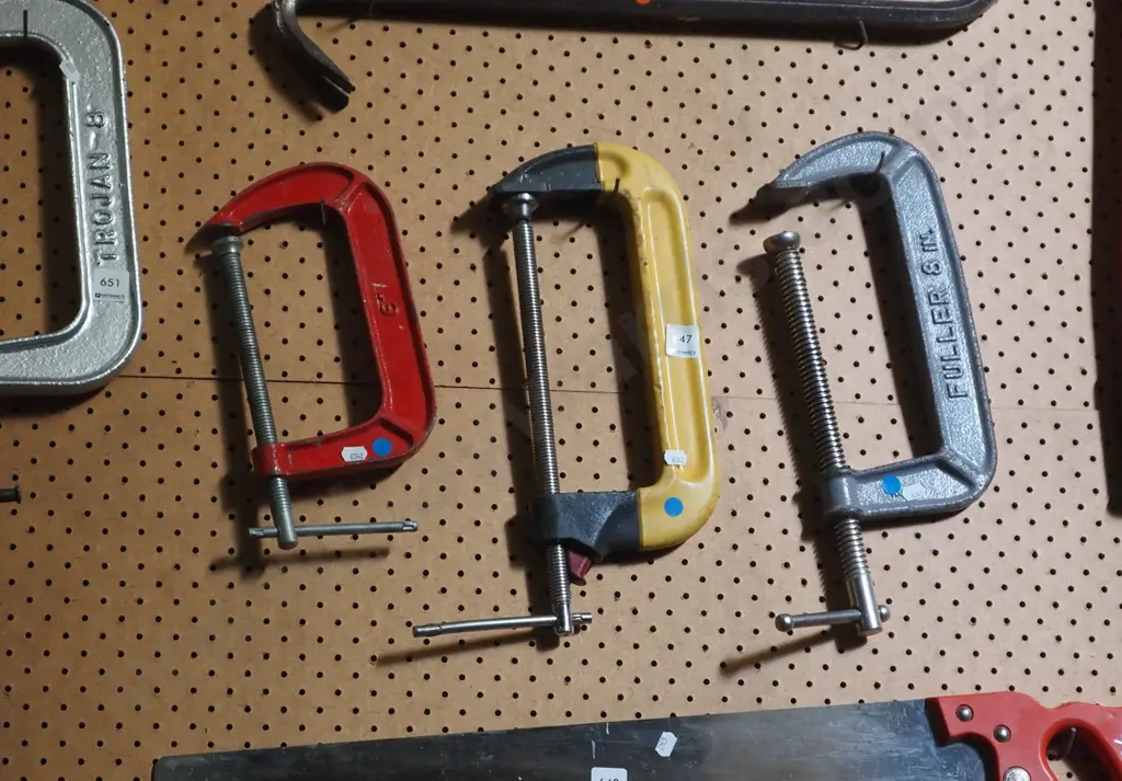 3x G clamps - blue dots Image 1++