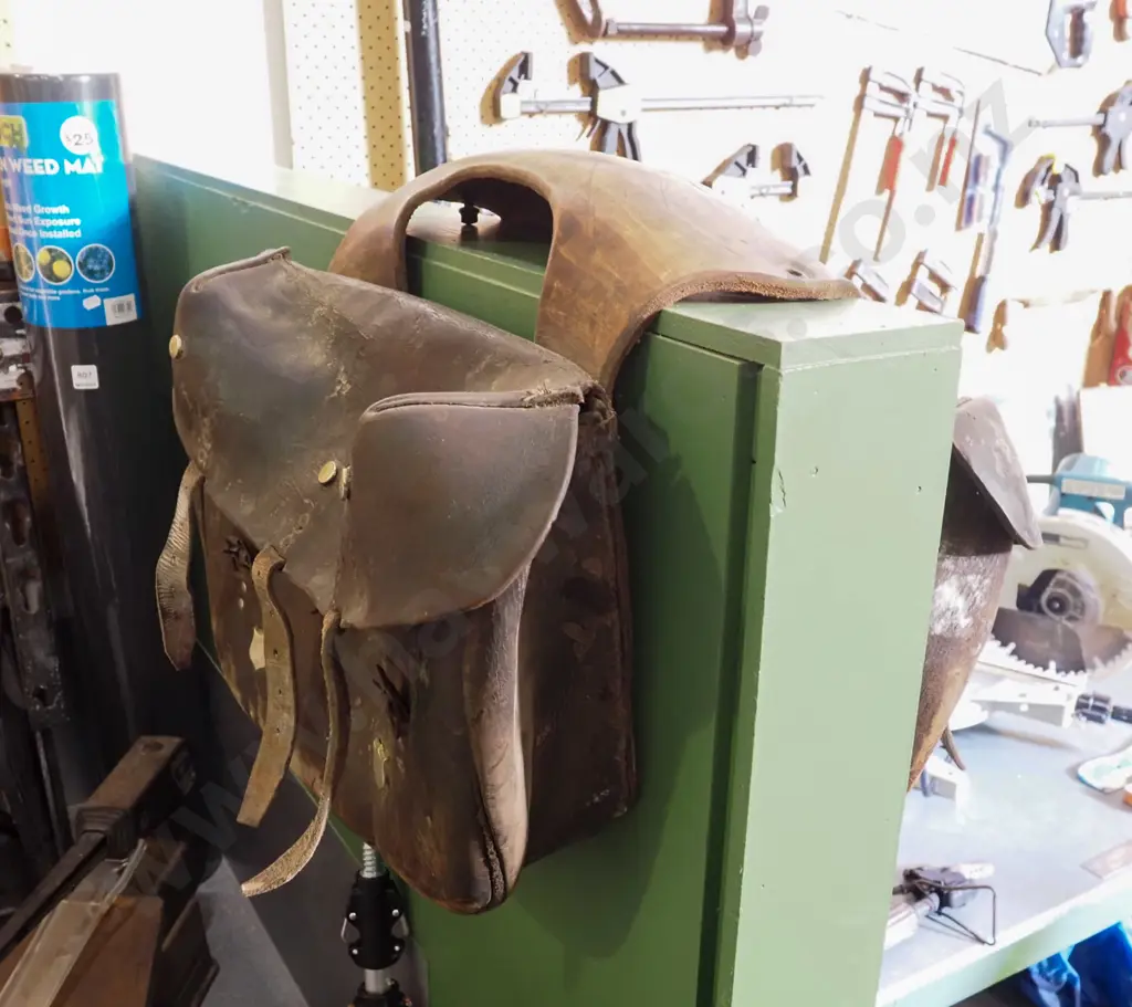 pair of very vintage motorcycle panniers Image 1++