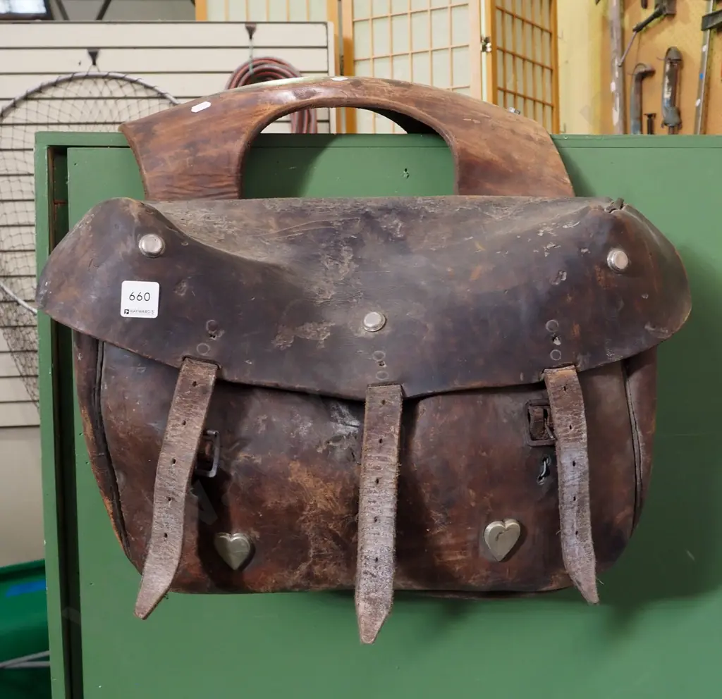pair of very vintage motorcycle panniers Image 1++