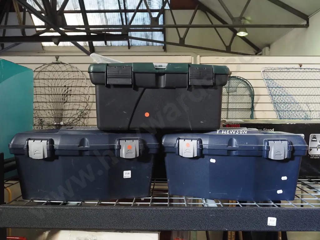 3x black plastic tool boxes - red dots Image 1++