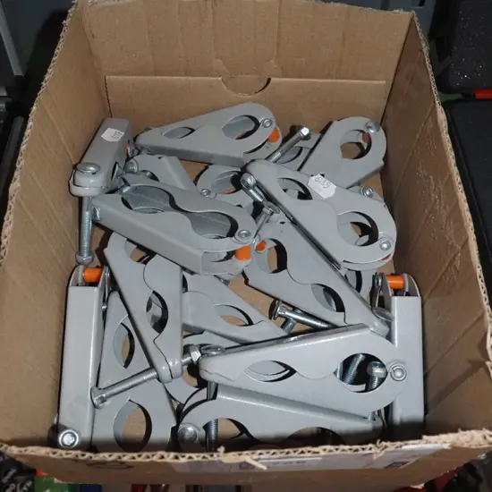 box of small pipe clamps