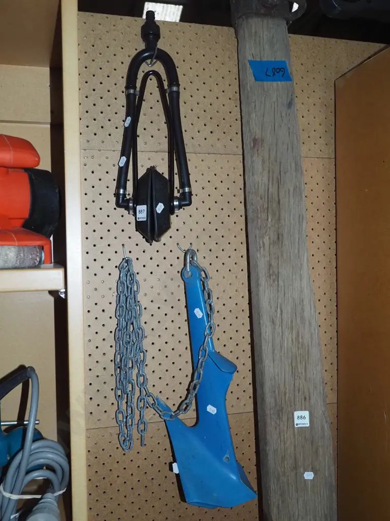 blue plastic boat anchor, pair of outboard engine muffs Image 1++