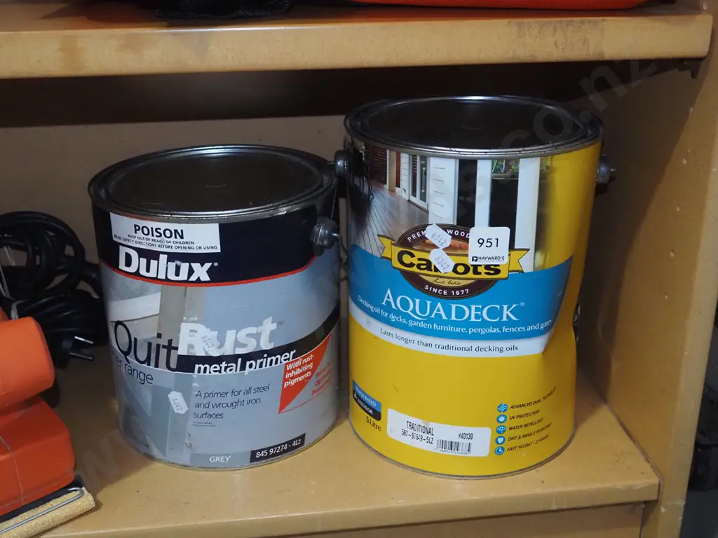 4L Dulux rust metal primer, 5L Cabots aqua deck Image 1++