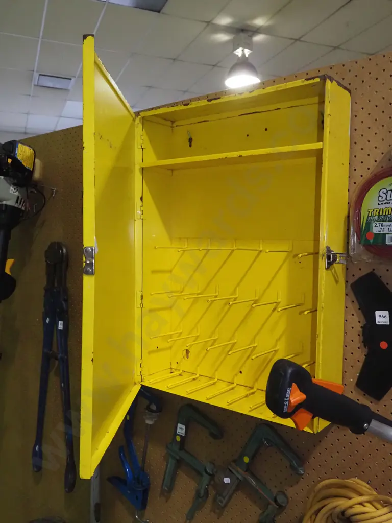 yellow metal wall mounted single door cupboard H-630 W-450 D-125 Image 1++