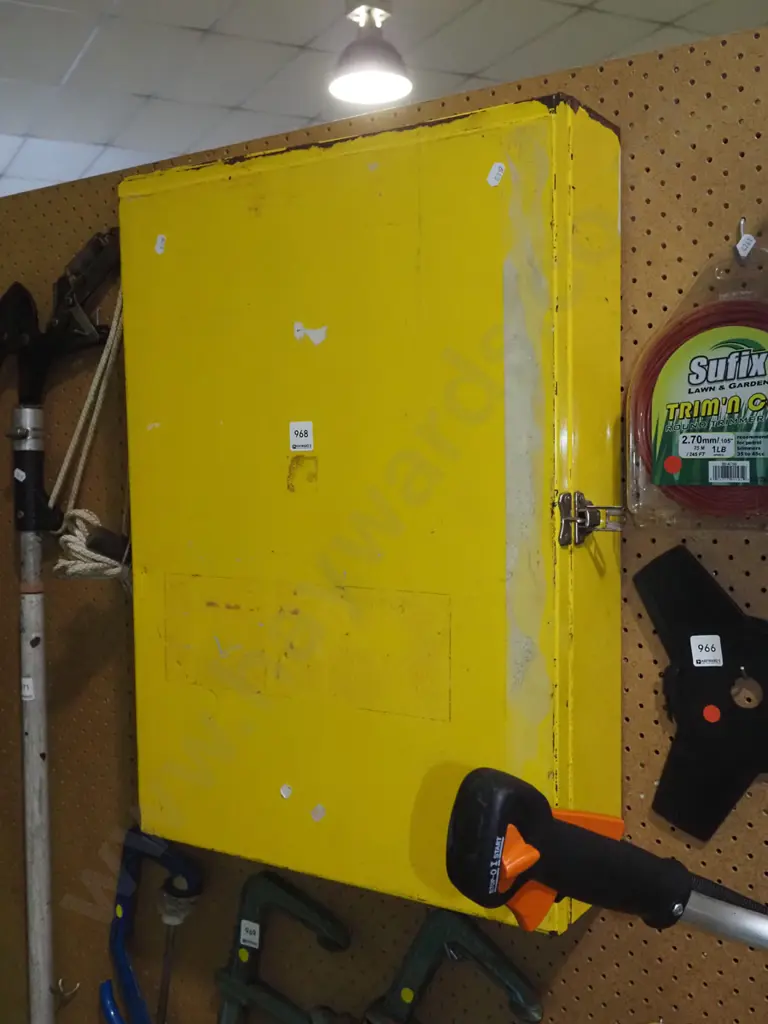 yellow metal wall mounted single door cupboard H-630 W-450 D-125 Image 1++