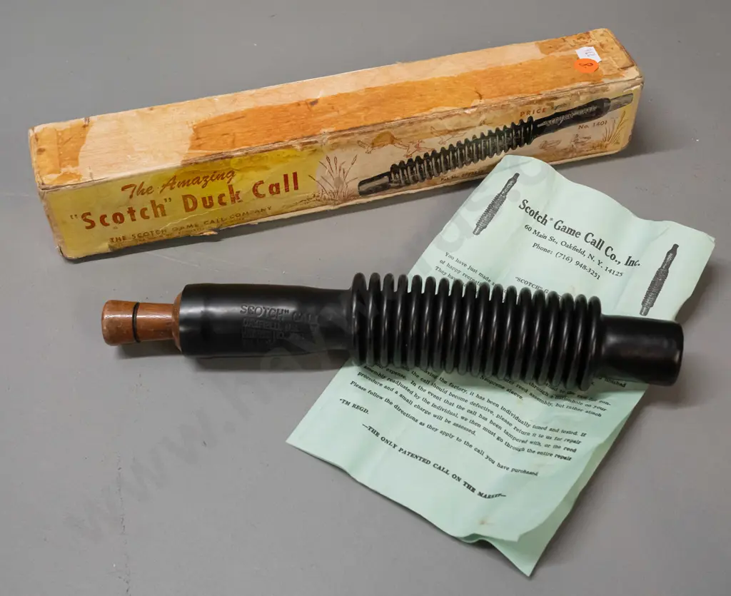 "Scotch" timber and rubber duck call, with original box - made in USA, box has damage L-340 Image 1++