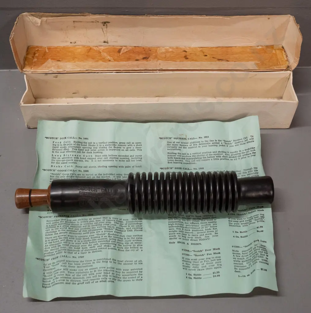 "Scotch" timber and rubber duck call, with original box - made in USA, box has damage L-340 Image 1++