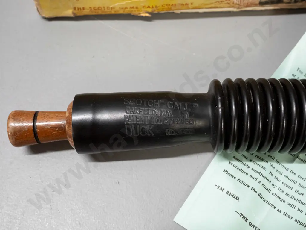 "Scotch" timber and rubber duck call, with original box - made in USA, box has damage L-340 Image 1++