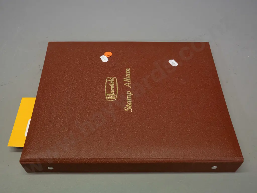 stamp album with assorted New Zealand stamps, from 1874 thru 1960s, w/blue boy and red boy health stamps, etc. Image 1++