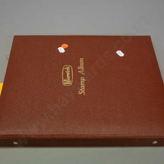 stamp album with assorted New Zealand stamps, from 1874 thru 1960s, w/blue boy and red boy health stamps, etc.