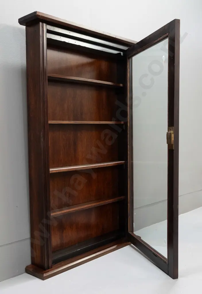 traditional style mixed timber and MDF thin display cabinet with glazed door, 4 shelves, brass escutcheon & Image 1++