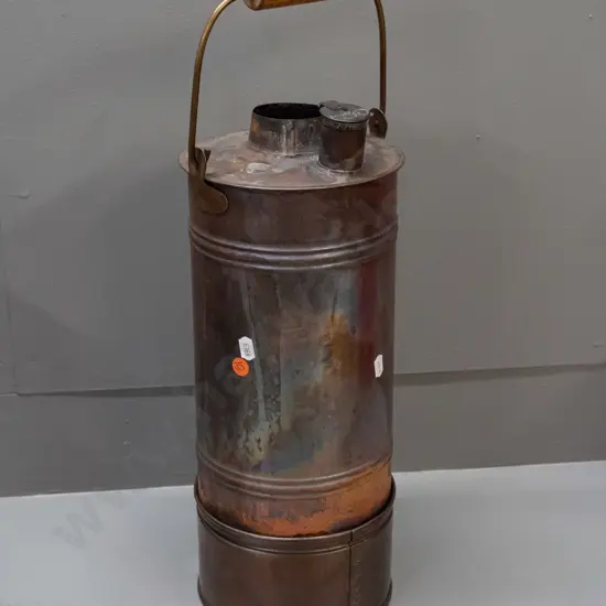 copper thermette with brass handle - age wear and discolouration H-510 D-190