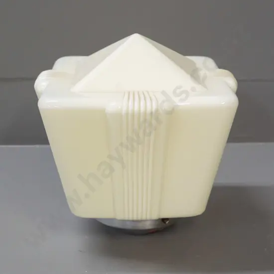 vintage deco cream colour glass faceted pyramid shape ceiling light shade with chrome journal H-210 W-200 D-200