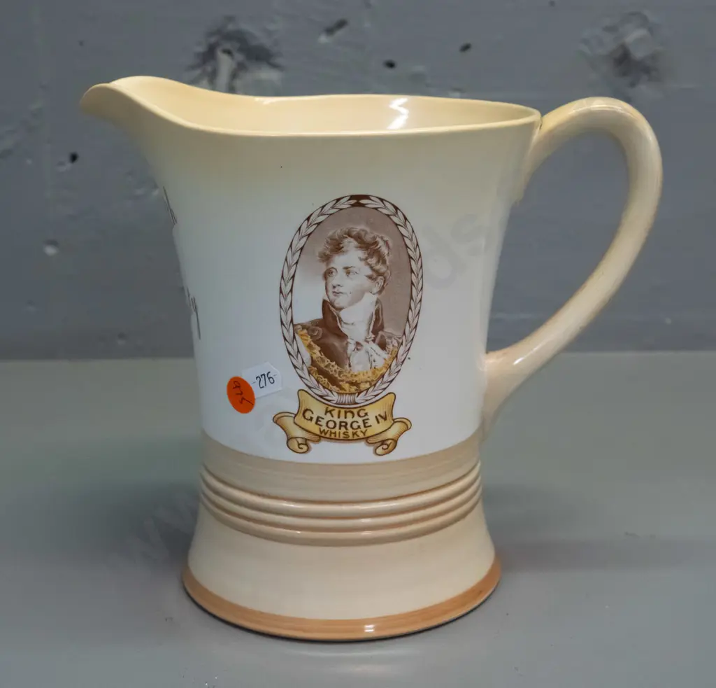 vintage Shelley King George IV Whisky musical jug with working music mechanism H-200 W-220 at handle Image 1++