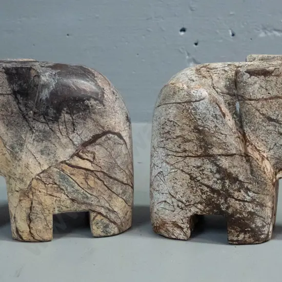 pair of carved stone elephants H-130 L-140