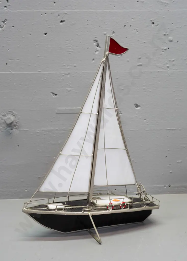 soldered metal and glass yacht model H-350 L-260 Image 1++